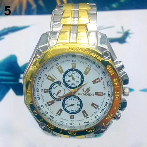 Men Stainless Steel Quartz Analog Wrist Watch