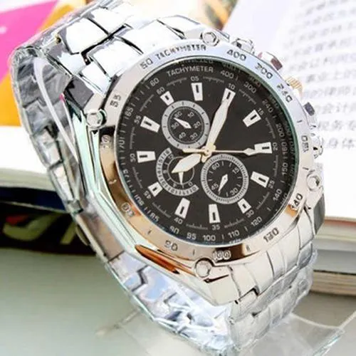 Men Stainless Steel Quartz Analog Wrist Watch