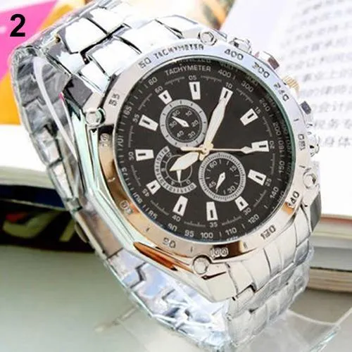 Men Stainless Steel Quartz Analog Wrist Watch