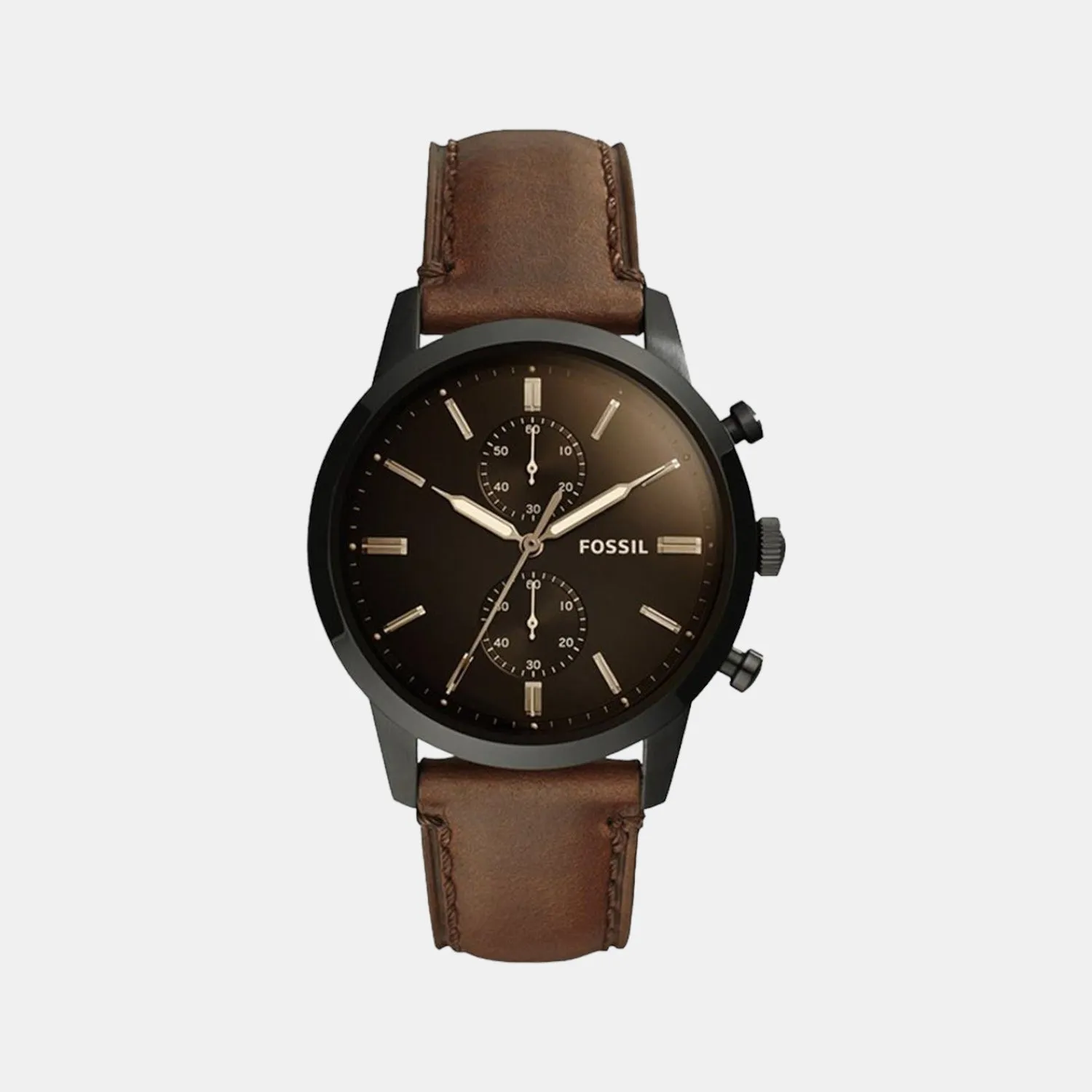 Men's Black Leather Chronograph Watch FS5437