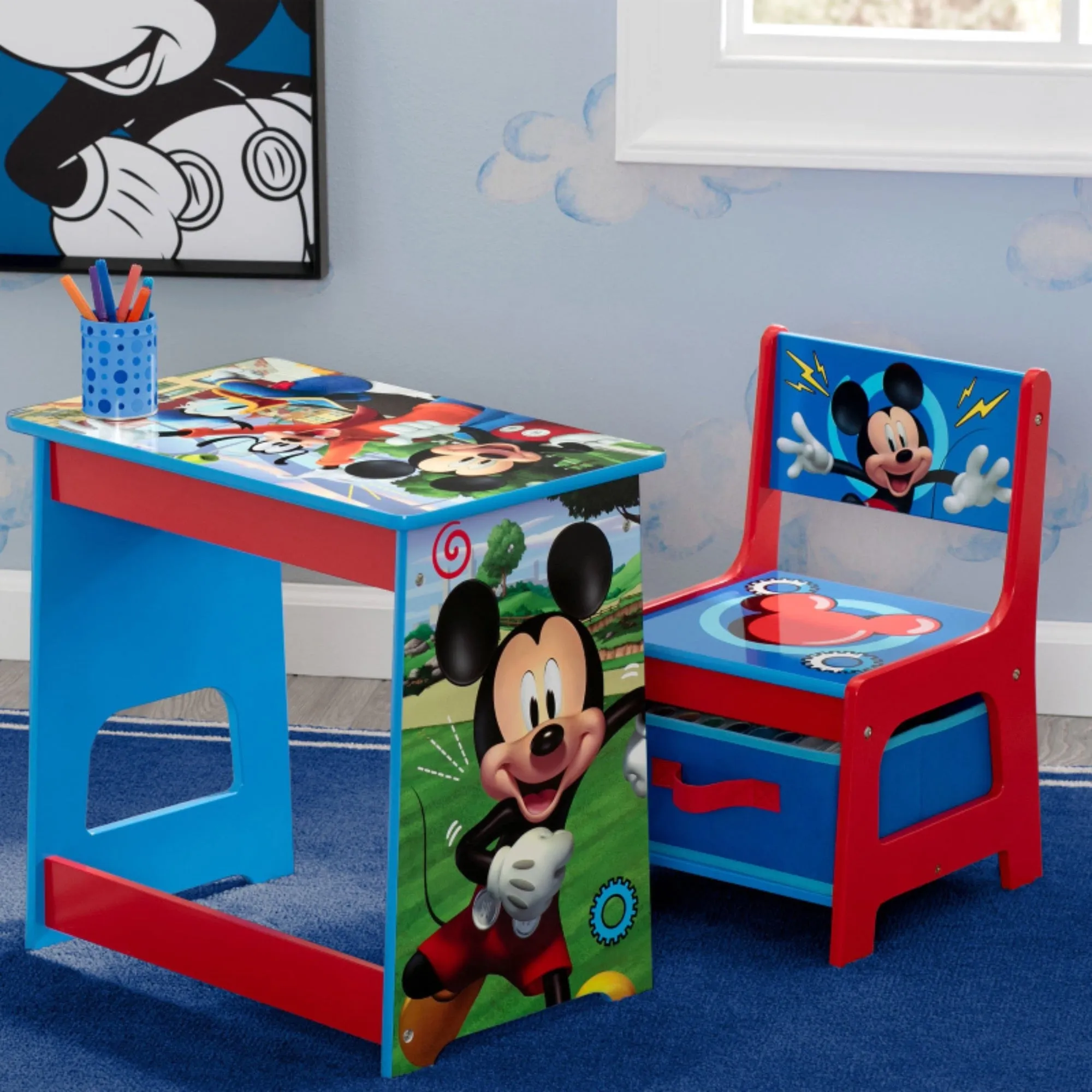 Mickey Mouse Kids Wood Desk and Chair Set