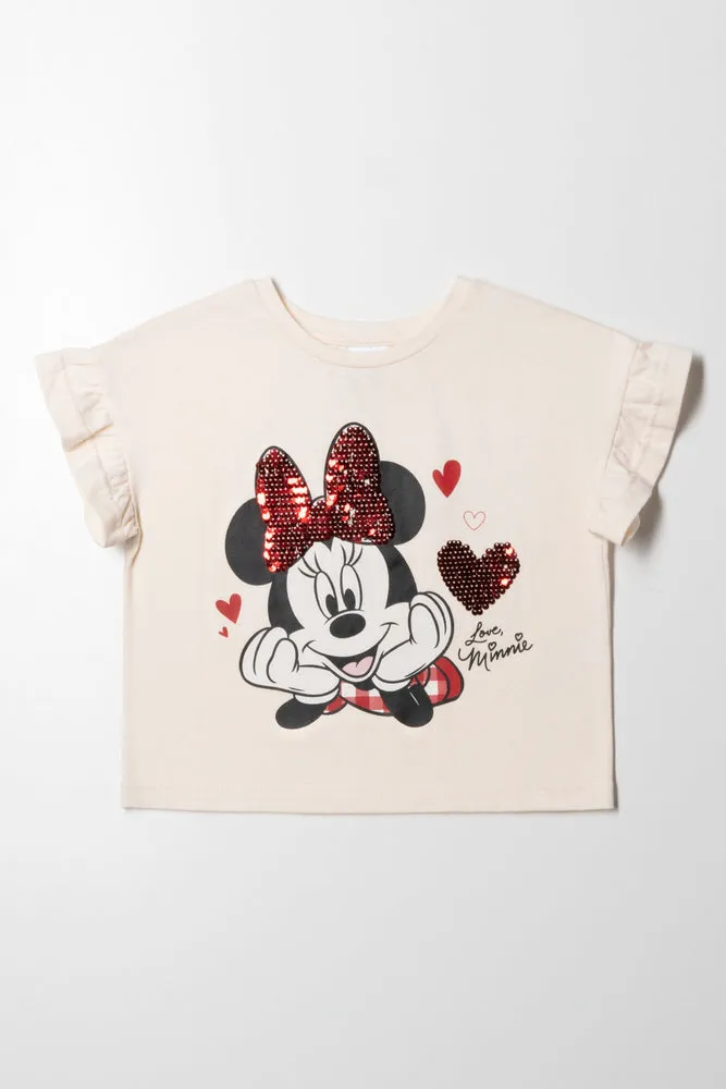 Minnie Mouse 3D Frill Top Off White