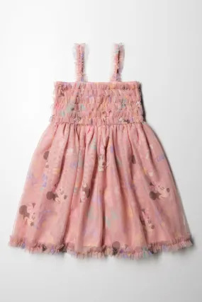 Minnie Mouse Printed Tulle Dress Pink