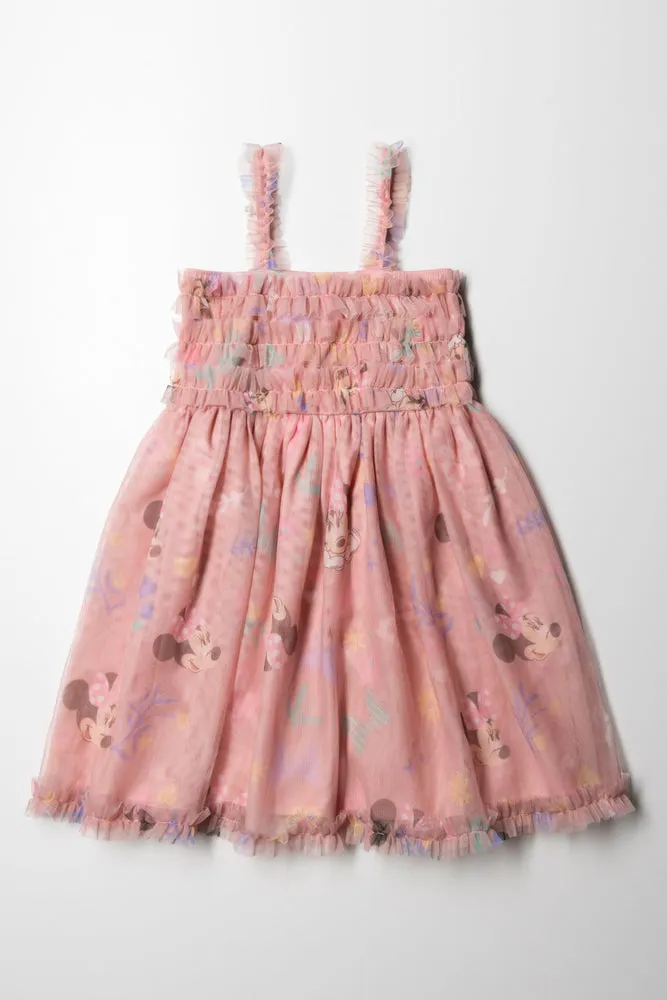 Minnie Mouse Printed Tulle Dress Pink