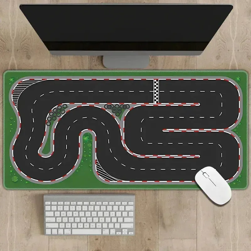 Multipurpose 2mm Thick Rubber Mouse Pad 300x700mm with Non-Slip Traffic Simulation Design for Desk Use