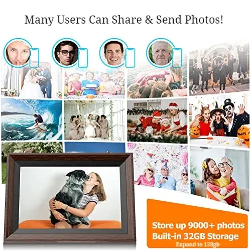 NBMax™ 10" Smart WiFi Digital Photo Frame: HD Video Player, Touch Screen, 32gb