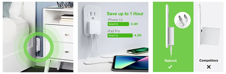 Nekmit 16W Dual Port Flat Slim USB Wall Charger