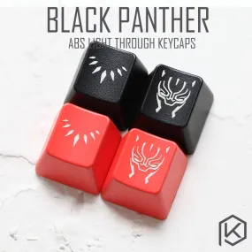 Novelty Shine Through Keycaps ABS Etched, Shine-Through black panther black red custom mechanical keyboards