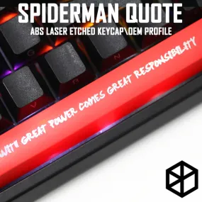 Novelty Shine Through Keycaps ABS Etched, Shine-Through red With great power comes great responsibility Spiderman quote