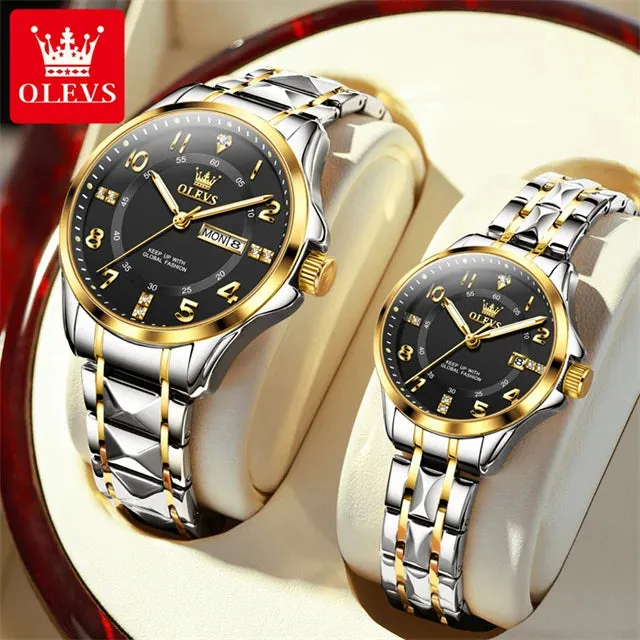 OLEVS Couple Watch for Men and Women Stainless Steel