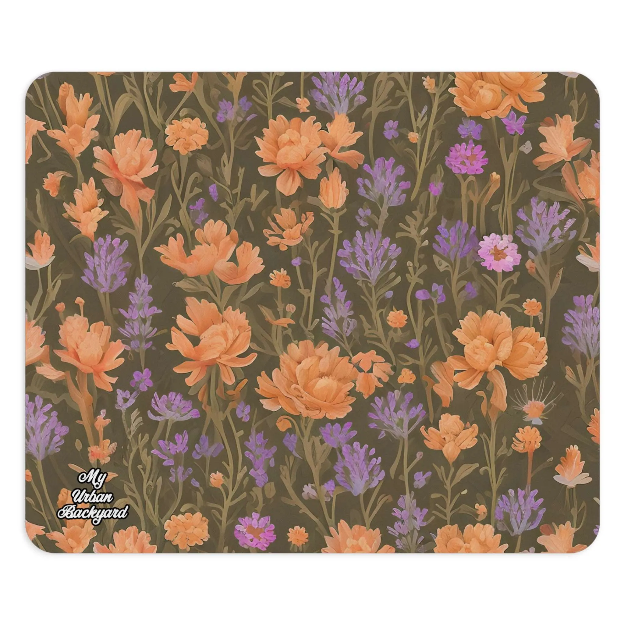 Orange and Purple Flowers, Computer Mouse Pad - for Home or Office