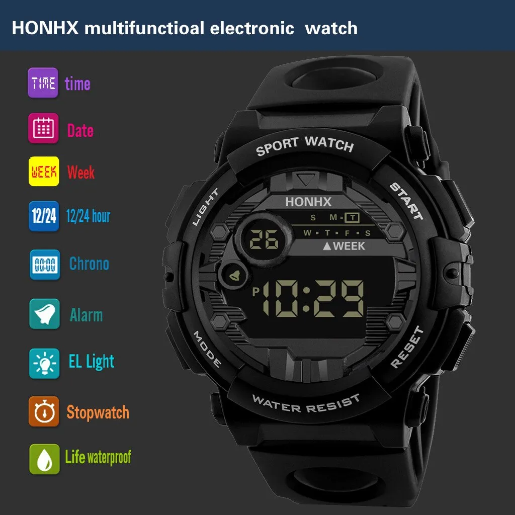 Outdoor Sport Transparent Digital Watch Men Women Alarm Clock Waterproof Shock Military Watches Led Display Shock Watch Drop