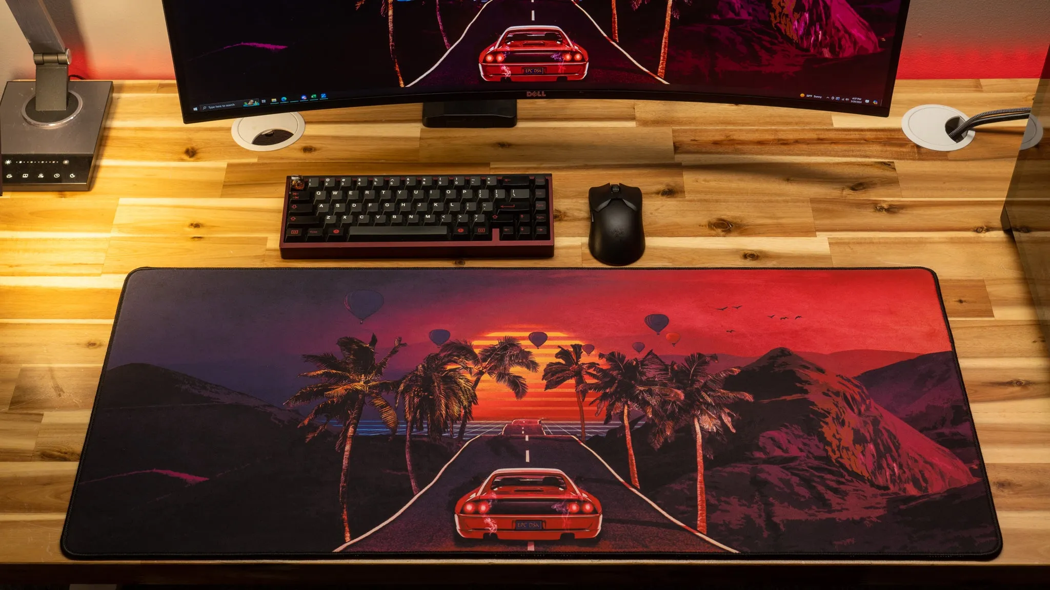 Outrun "Redwave" Limited Edition Retrowave XL Mouse Pad Deskmat