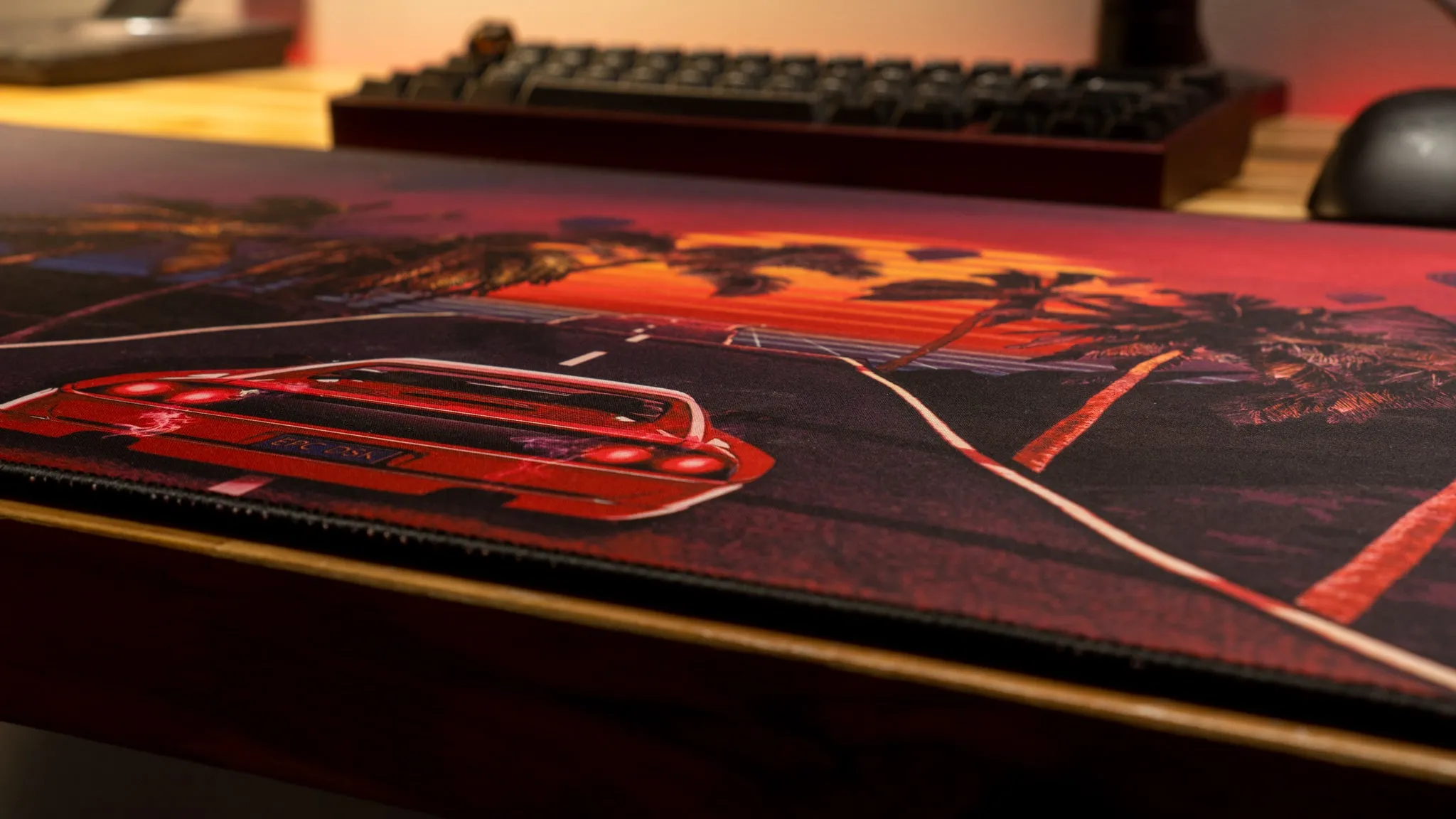 Outrun "Redwave" Limited Edition Retrowave XL Mouse Pad Deskmat