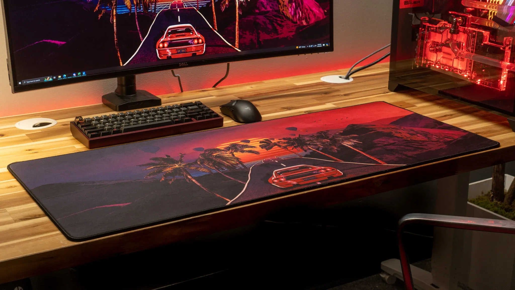 Outrun "Redwave" Limited Edition Retrowave XL Mouse Pad Deskmat