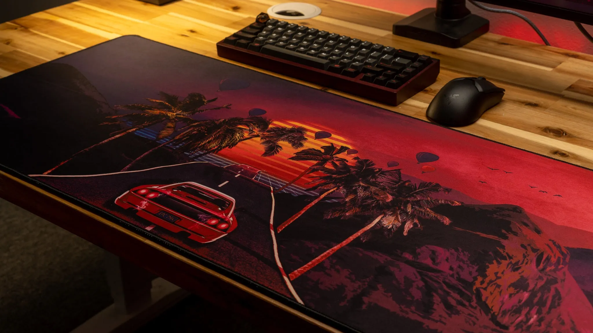 Outrun "Redwave" Limited Edition Retrowave XL Mouse Pad Deskmat