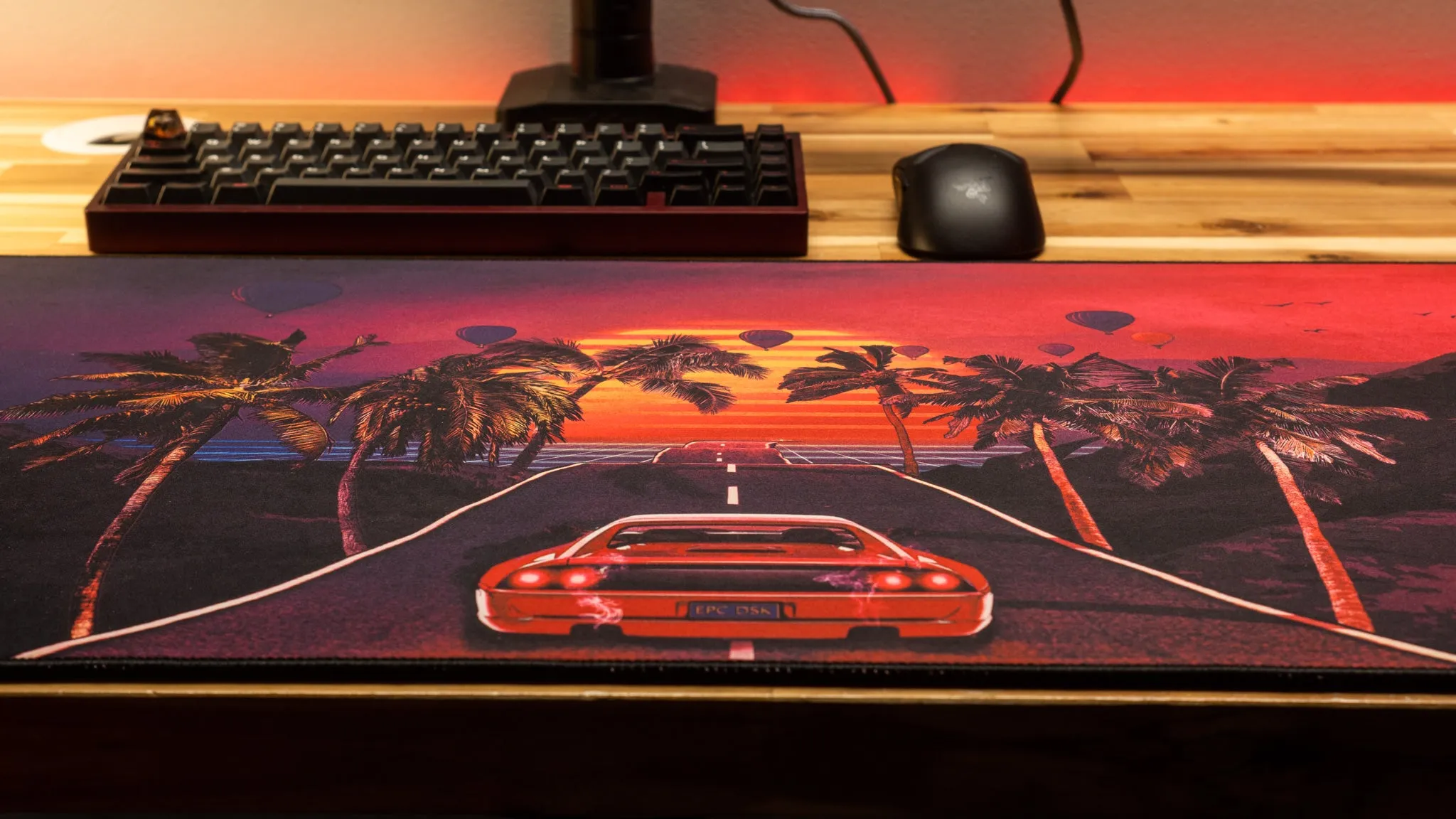 Outrun "Redwave" Limited Edition Retrowave XL Mouse Pad Deskmat