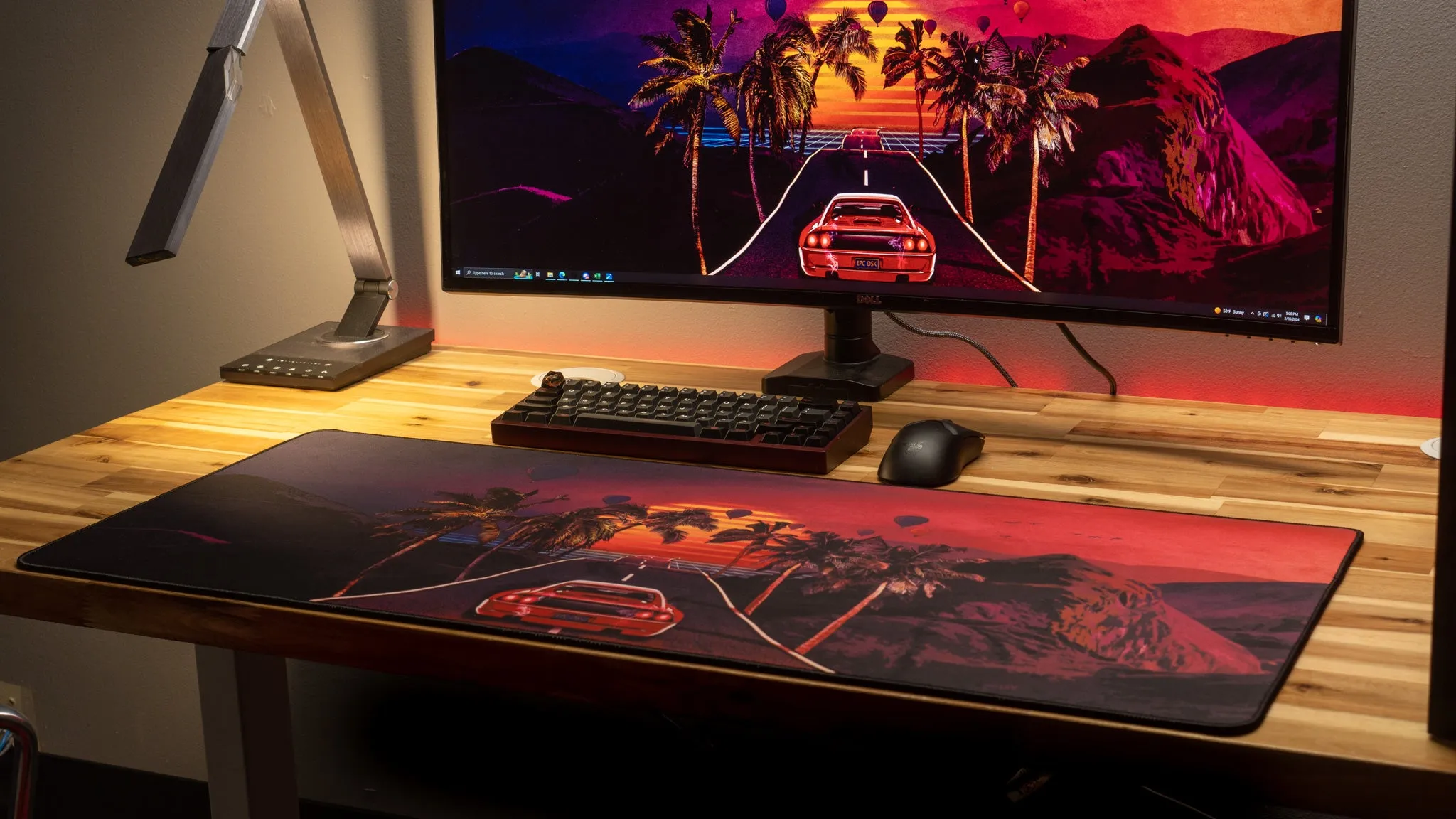 Outrun "Redwave" Limited Edition Retrowave XL Mouse Pad Deskmat