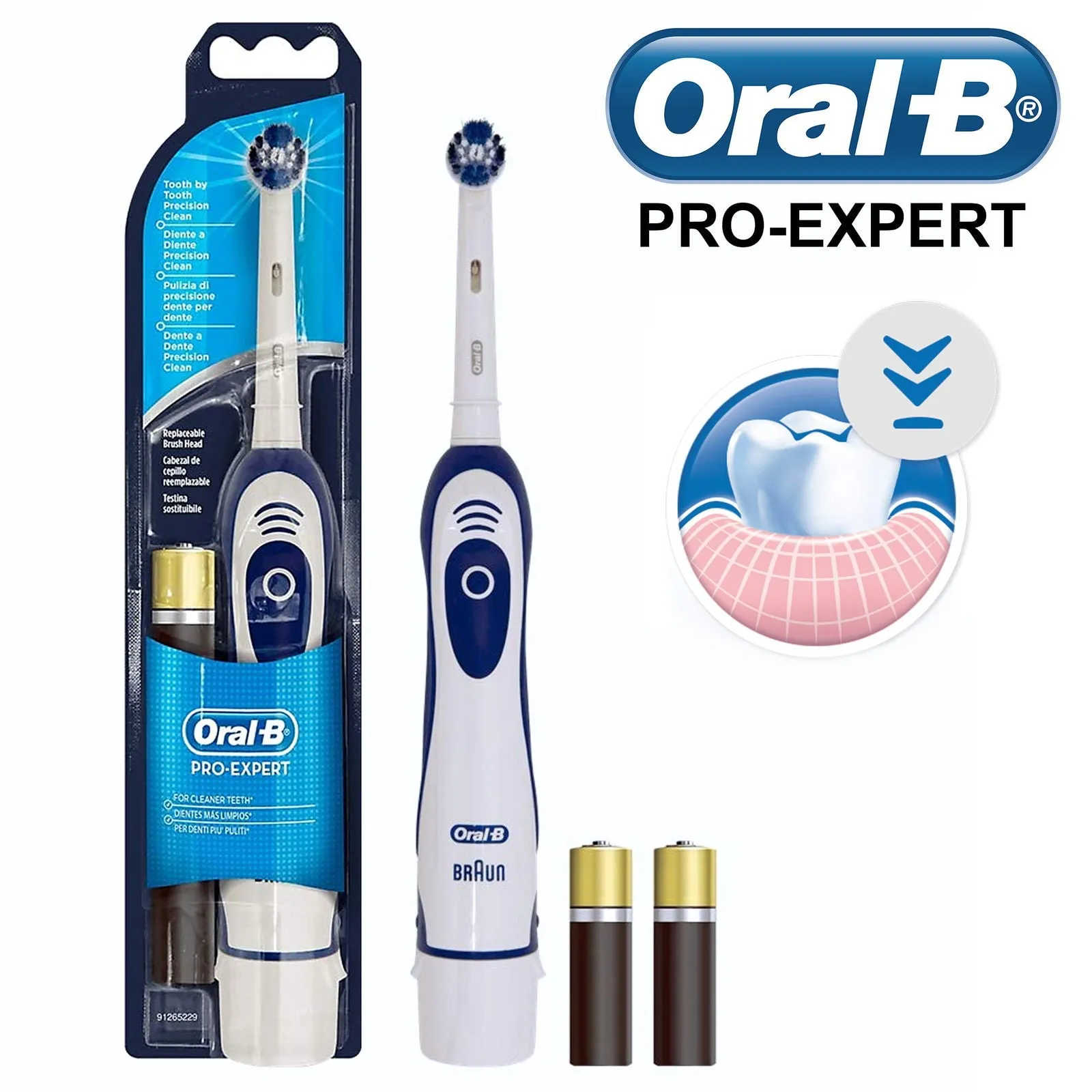 Pack of 6 Oral-B Pro-Expert Battery Toothbrush with 2D Cleaning, Blue & White