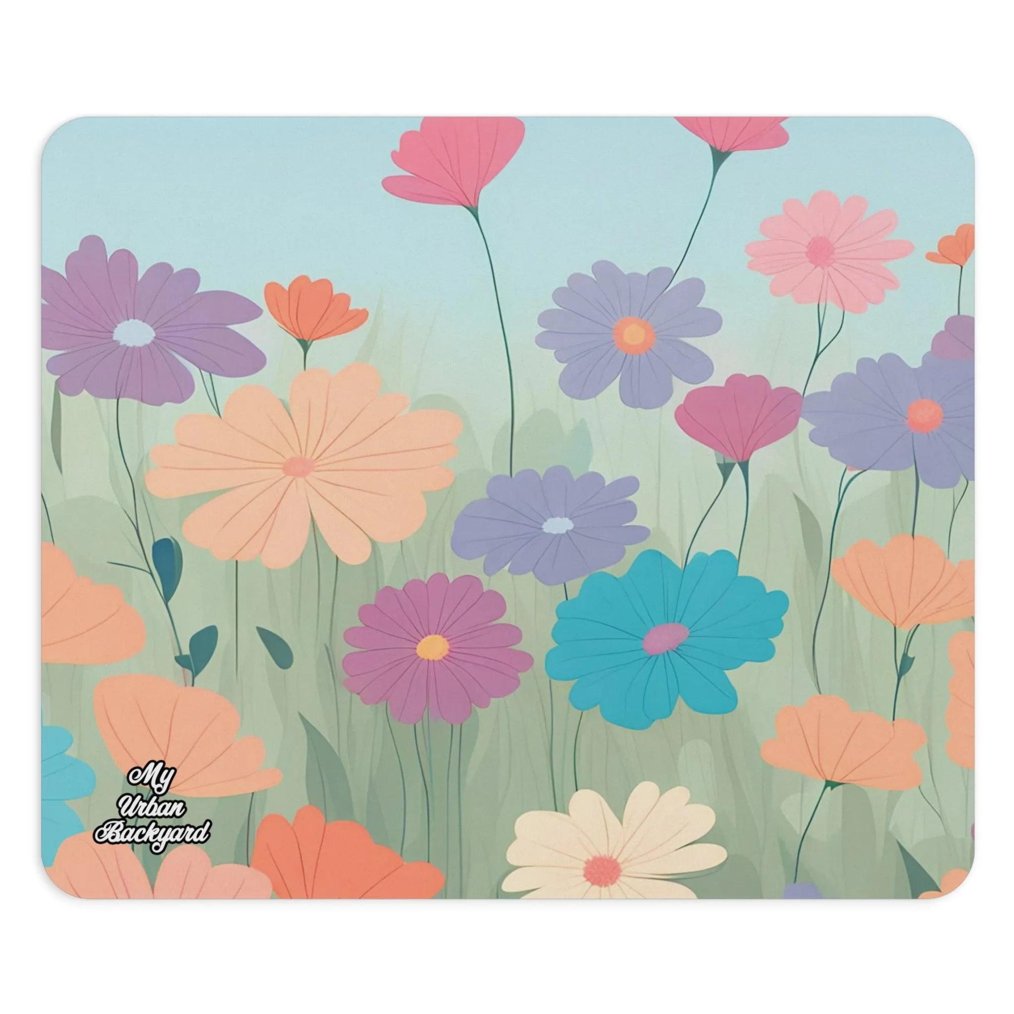 Pastel Wildflowers, Computer Mouse Pad - for Home or Office