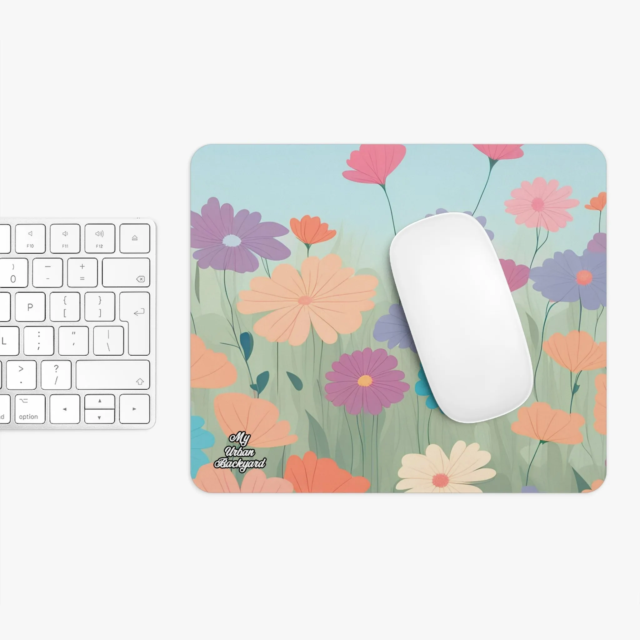 Pastel Wildflowers, Computer Mouse Pad - for Home or Office