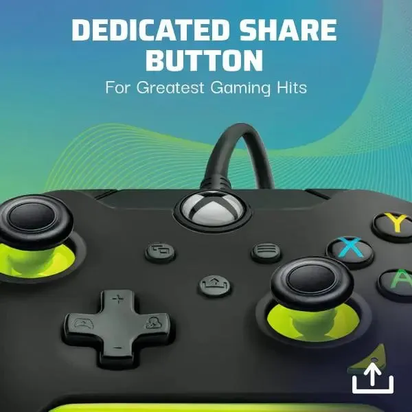 PDP Electric Black Wired Controller Designed for Xbox Includes 1 Month Ultimate Game Pass