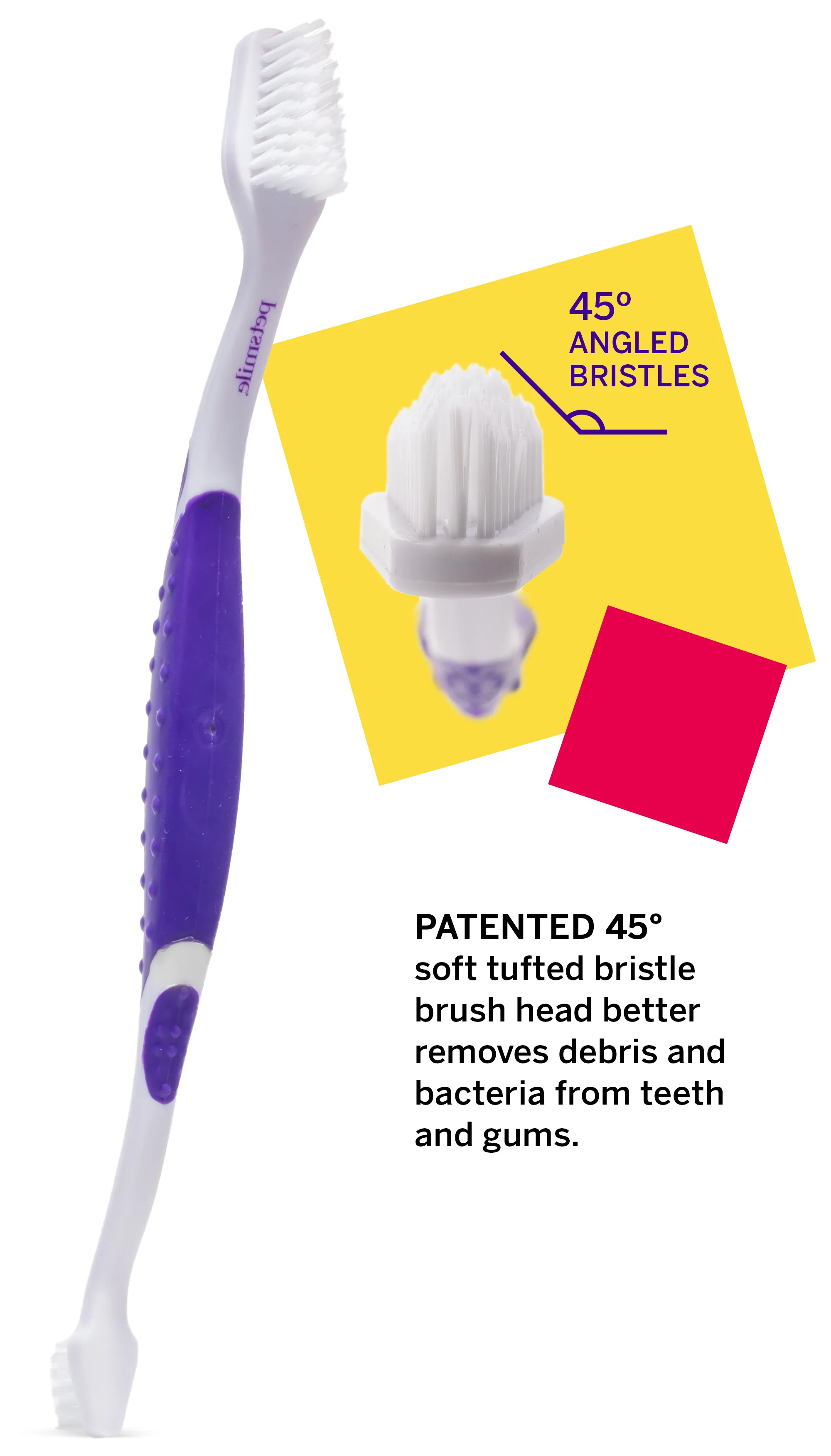 Professional Pet Toothbrush - Patented 45° Dual-Ended Brush Head