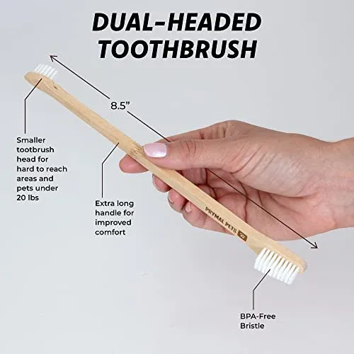 Prymal Pets Dog Toothbrush - 4-Pack Bamboo Toothbrush for Dogs   Cats - Soft Bristles - Gentle Pet Toothbrush for Easy Dog Teeth Brushing Dental Care