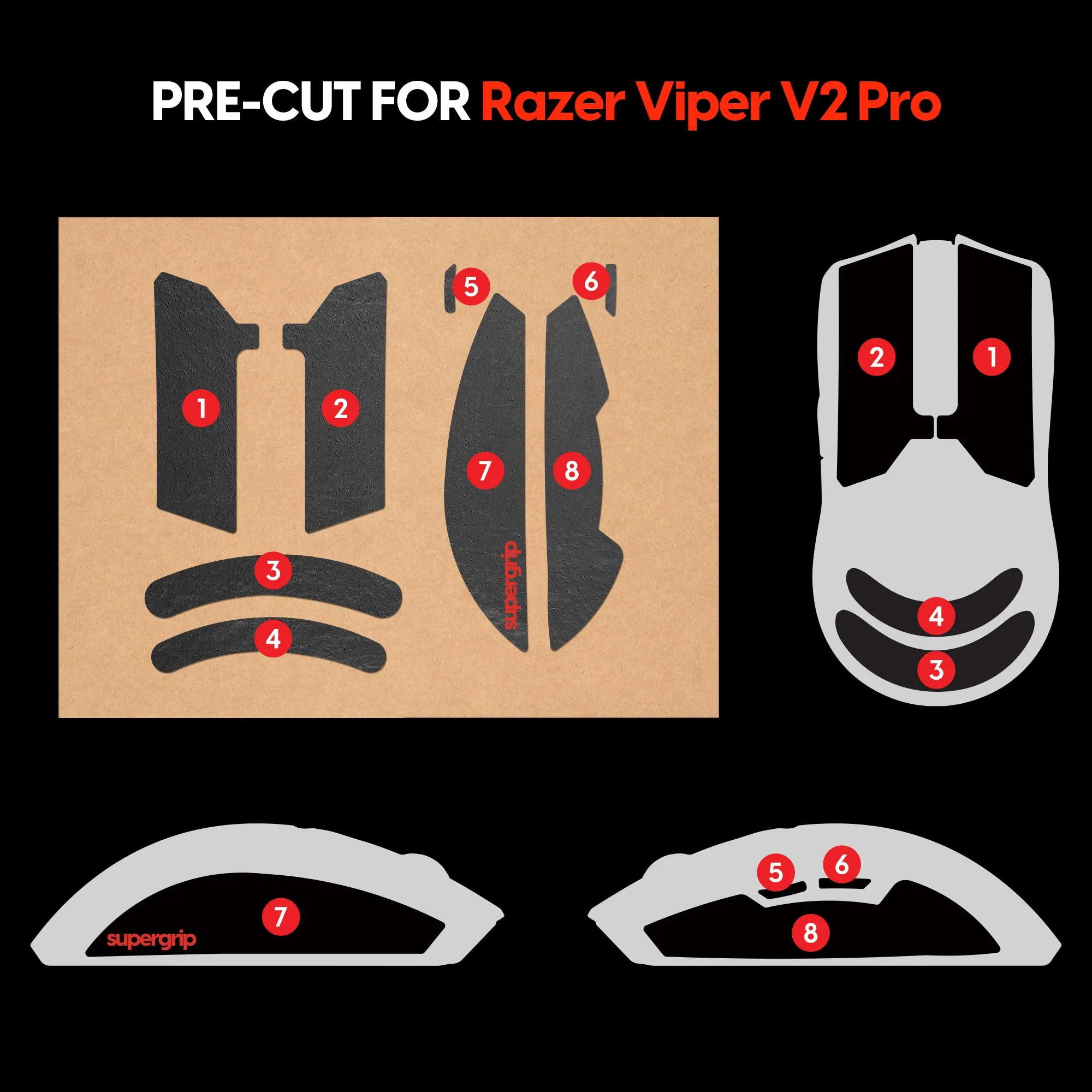 Pulsar Supergrip Grip Tape for Razer Viper V2 Pro