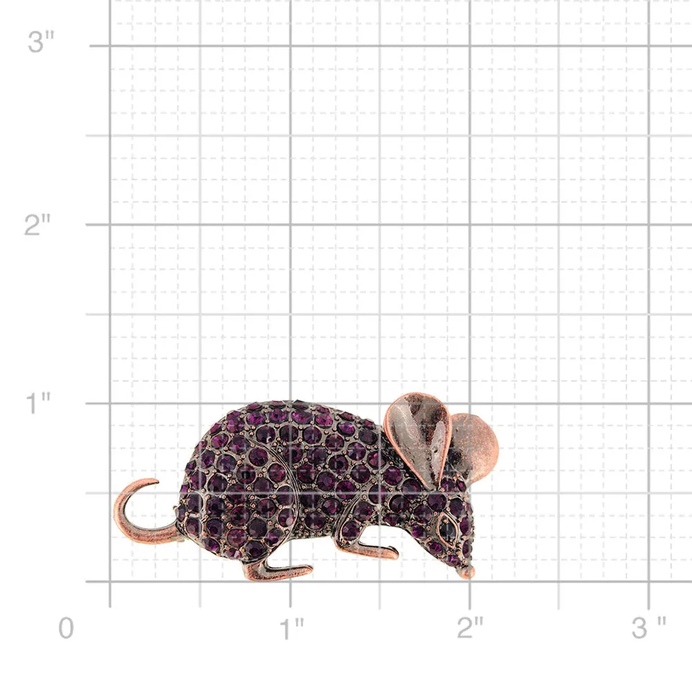 Purple Amethyst Mouse Crystal Pin Brooch