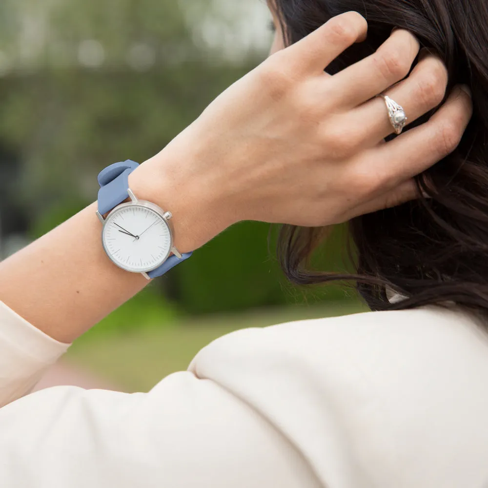 Quick Release Silicone Watch Band - Steel Blue