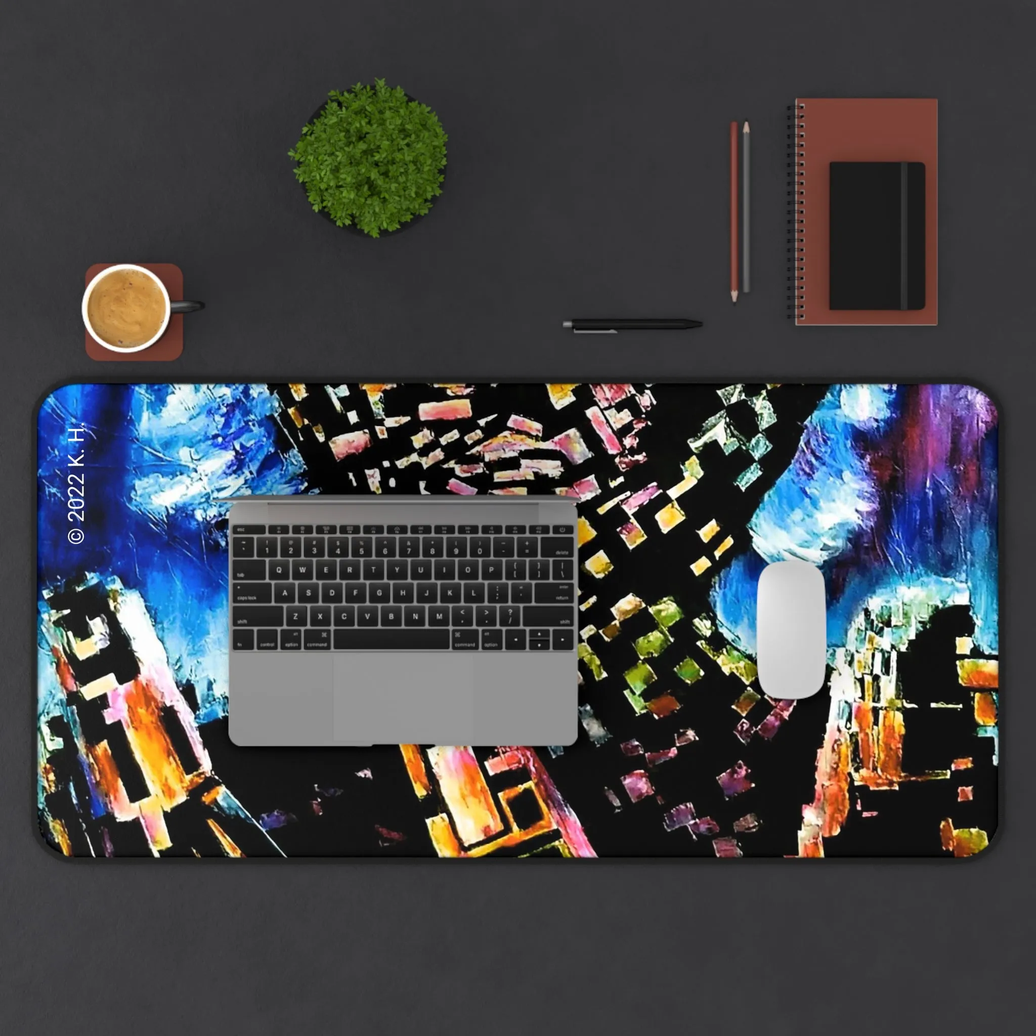 "Digital Drift" (Sapphire): Gaming Mouse Pad/Desk Mat