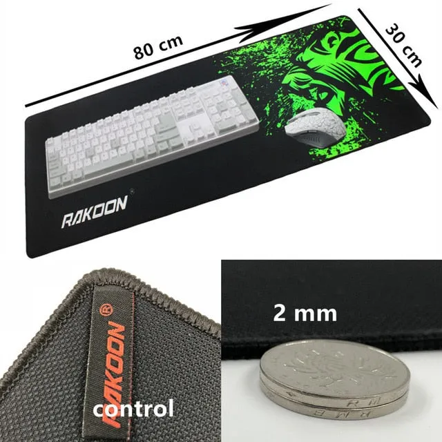 RAKOON Green Large Print Anti-slip Gaming Mousepad