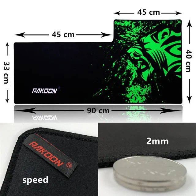 RAKOON Green Large Print Anti-slip Gaming Mousepad