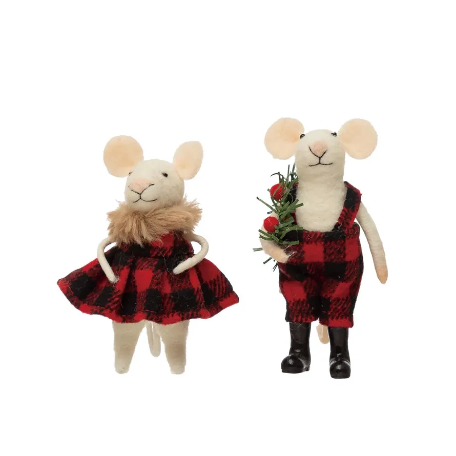 Red Plaid Mouse Ornament