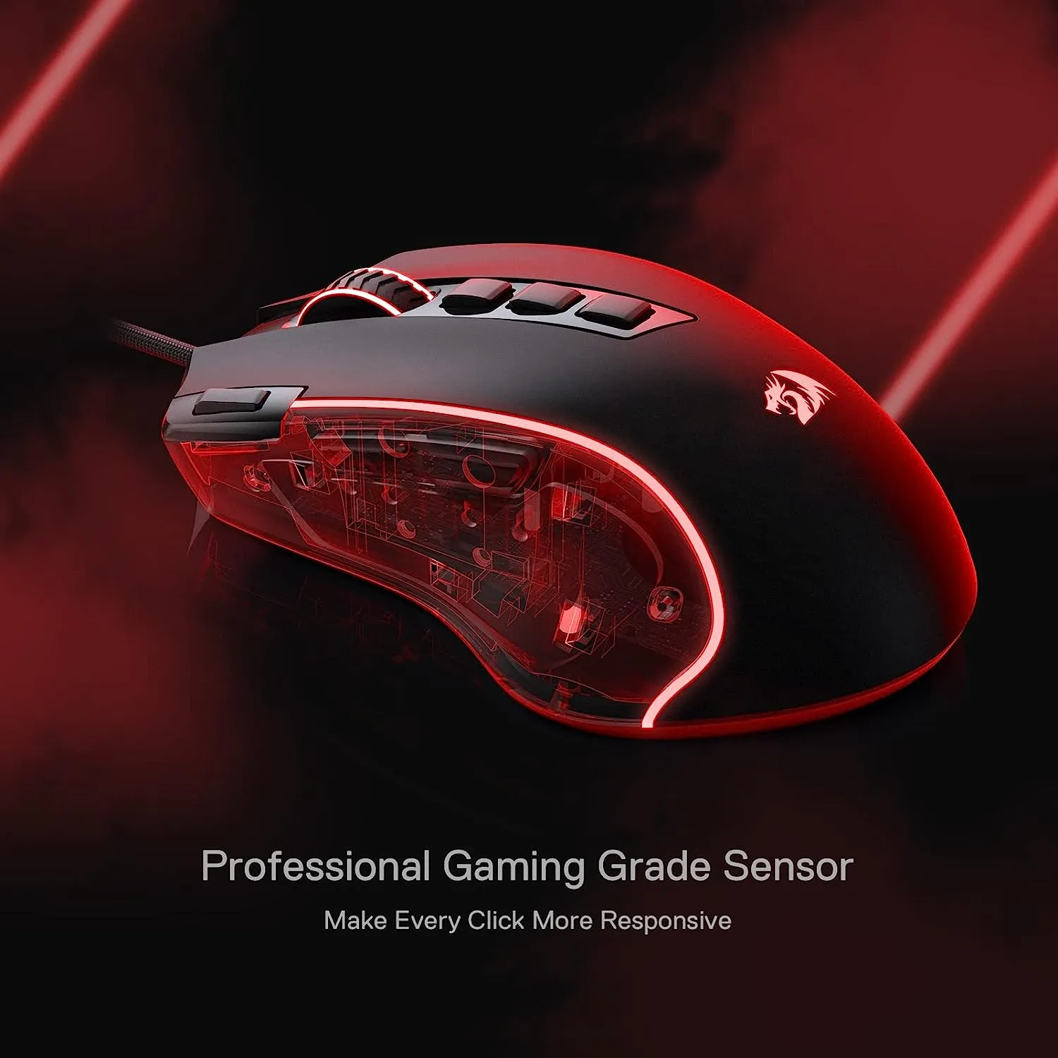 Redragon M612 Predator RGB Optical USB Wired Gaming Mouse with Up to 8000 DPI, Pentakill 5 DPI Levels, 5 Backlit Modes,11 Programmable Buttons, Software Supports DIY Key binds Rapid Fire Button