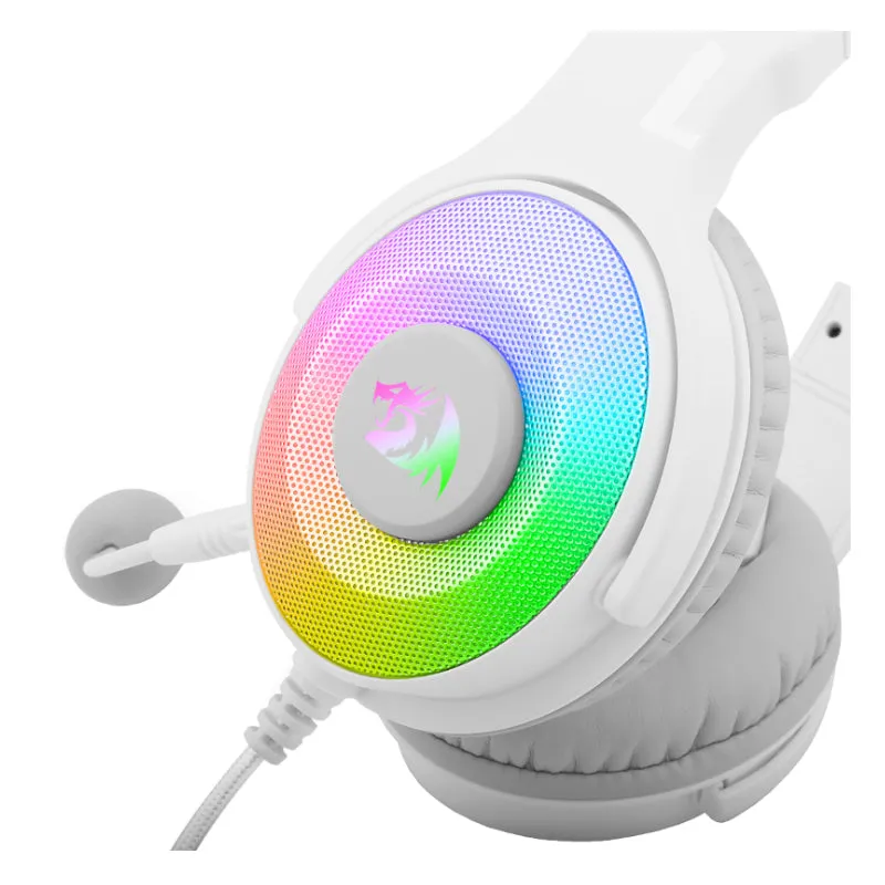 Redragon Over-Ear Pandora Usb (Power Only)|Aux (Mic And Headset) Rgb Gaming Headset - White