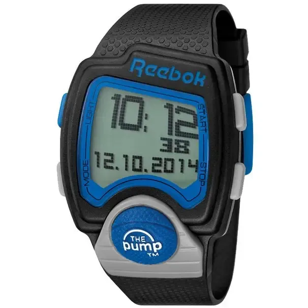 Reebok Pump Mens Silicone Alarm, Lap Timer, Stopwatch Watch RC-PLI-G9-PBPB-BL