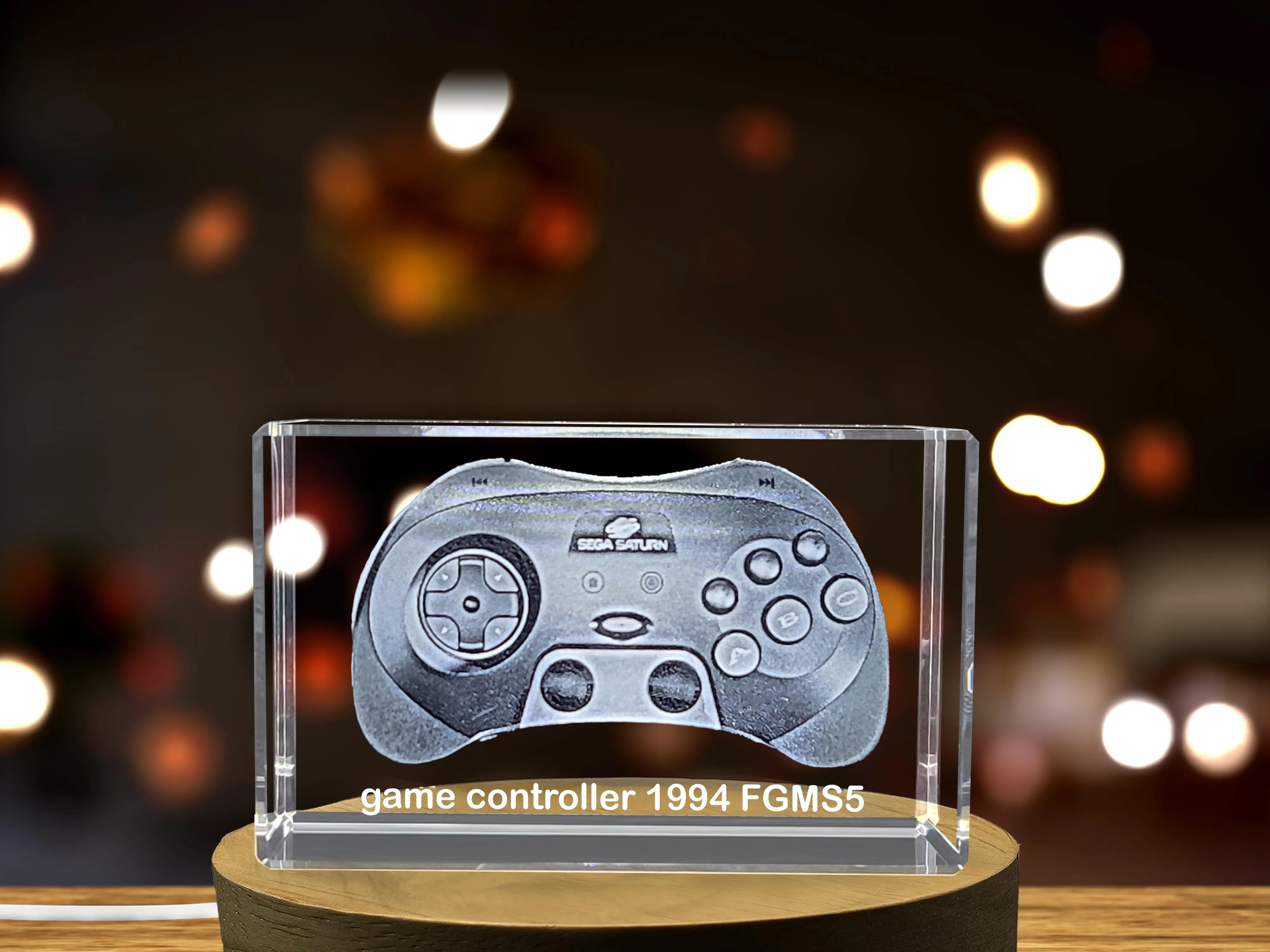 Retro Revival: 3D Engraved Crystal 1994 Game Controller