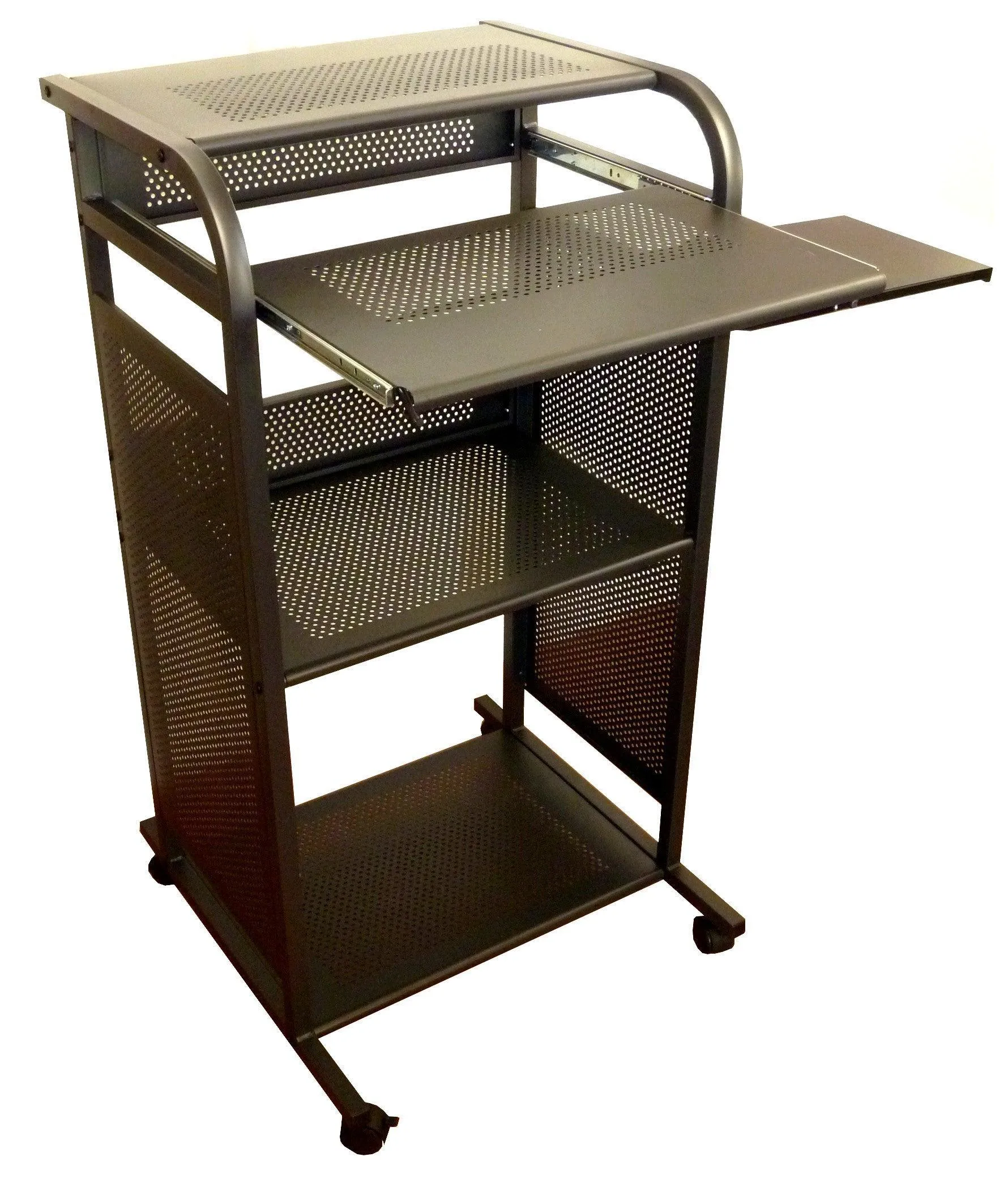 S2445METAL   24" All Metal Standing Computer Desk w/Keyboard & Mouse Trays and 3" casters