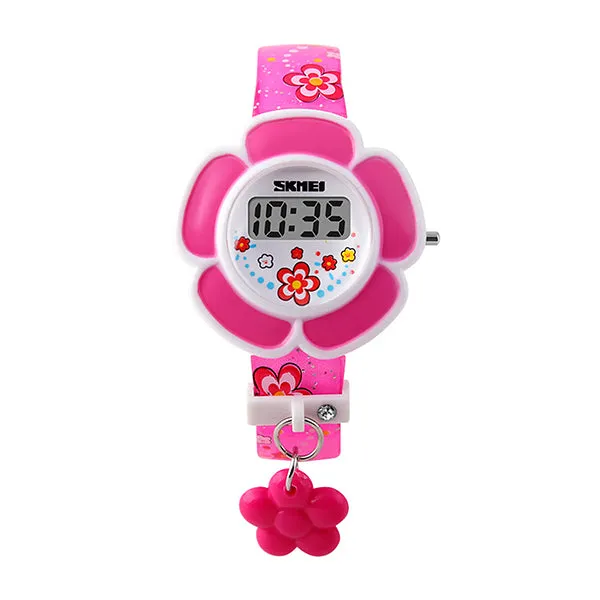 SKMEI Girls Cute Flower Digital Watch with Charm, 4 to 7 year olds