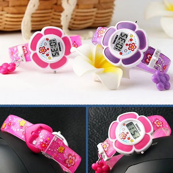 SKMEI Girls Cute Flower Digital Watch with Charm, 4 to 7 year olds