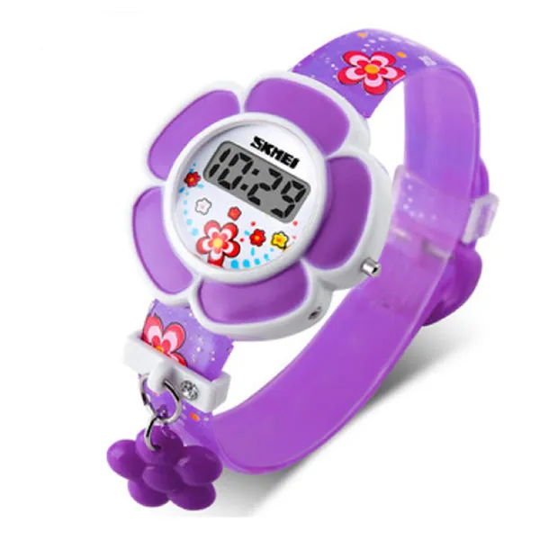 SKMEI Girls Cute Flower Digital Watch with Charm, 4 to 7 year olds