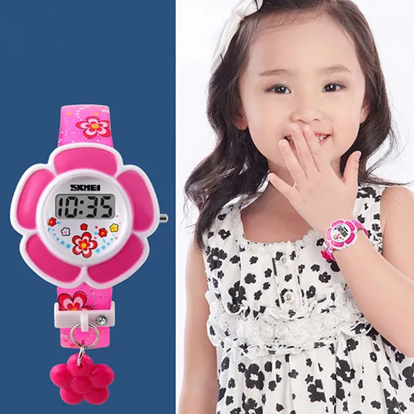 SKMEI Girls Cute Flower Digital Watch with Charm, 4 to 7 year olds