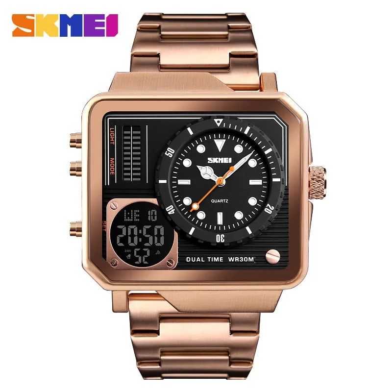 SKMEI Men Digital Electronic Watch Stainless Steel Strap Watches Day Date Display Personality Alarm Watchs Relogio Masculino