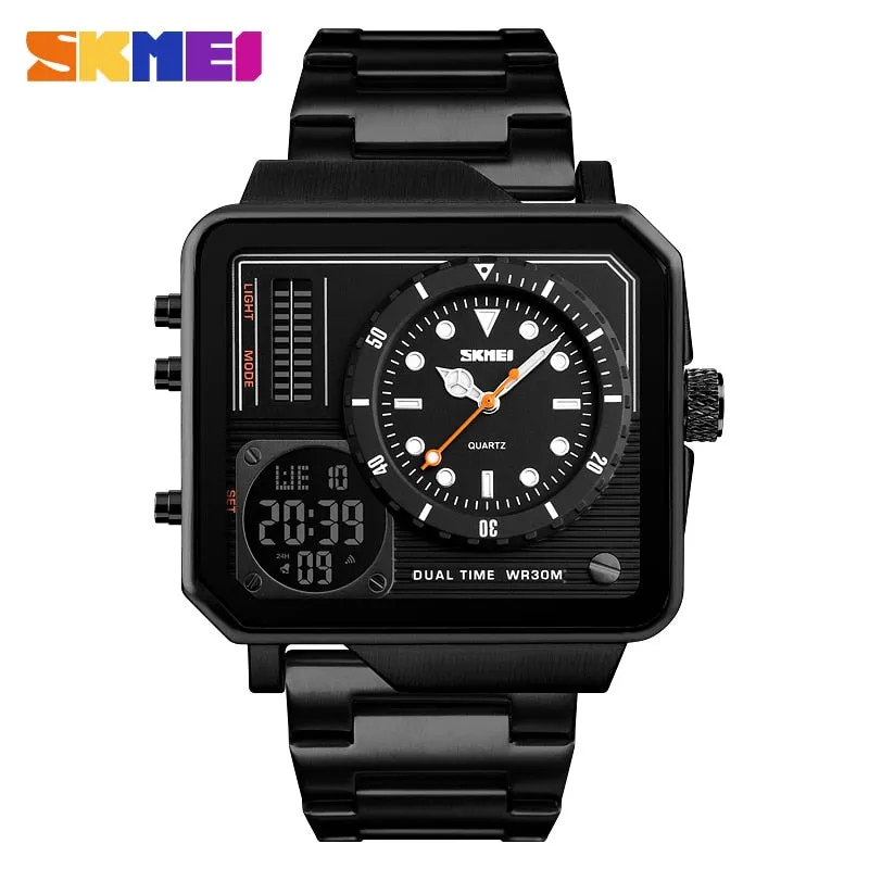 SKMEI Men Digital Electronic Watch Stainless Steel Strap Watches Day Date Display Personality Alarm Watchs Relogio Masculino