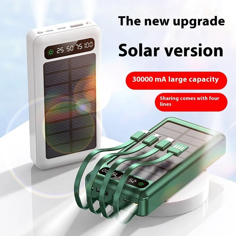 Solar Power Supply With Cable Power Bank 30000 MA Mobile