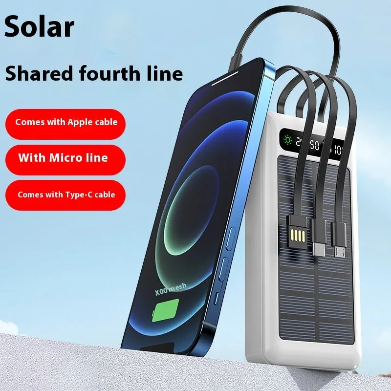 Solar Power Supply With Cable Power Bank 30000 MA Mobile