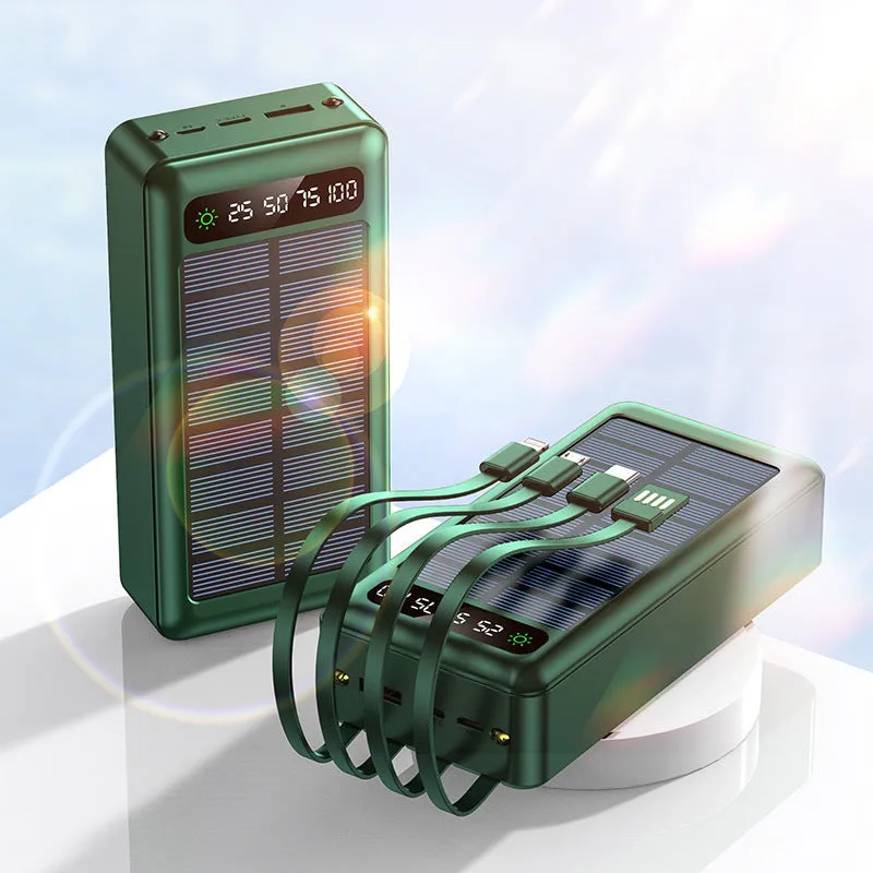 Solar Power Supply With Cable Power Bank 30000 MA Mobile