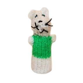 Story Book Mouse Finger Puppet (white & green)